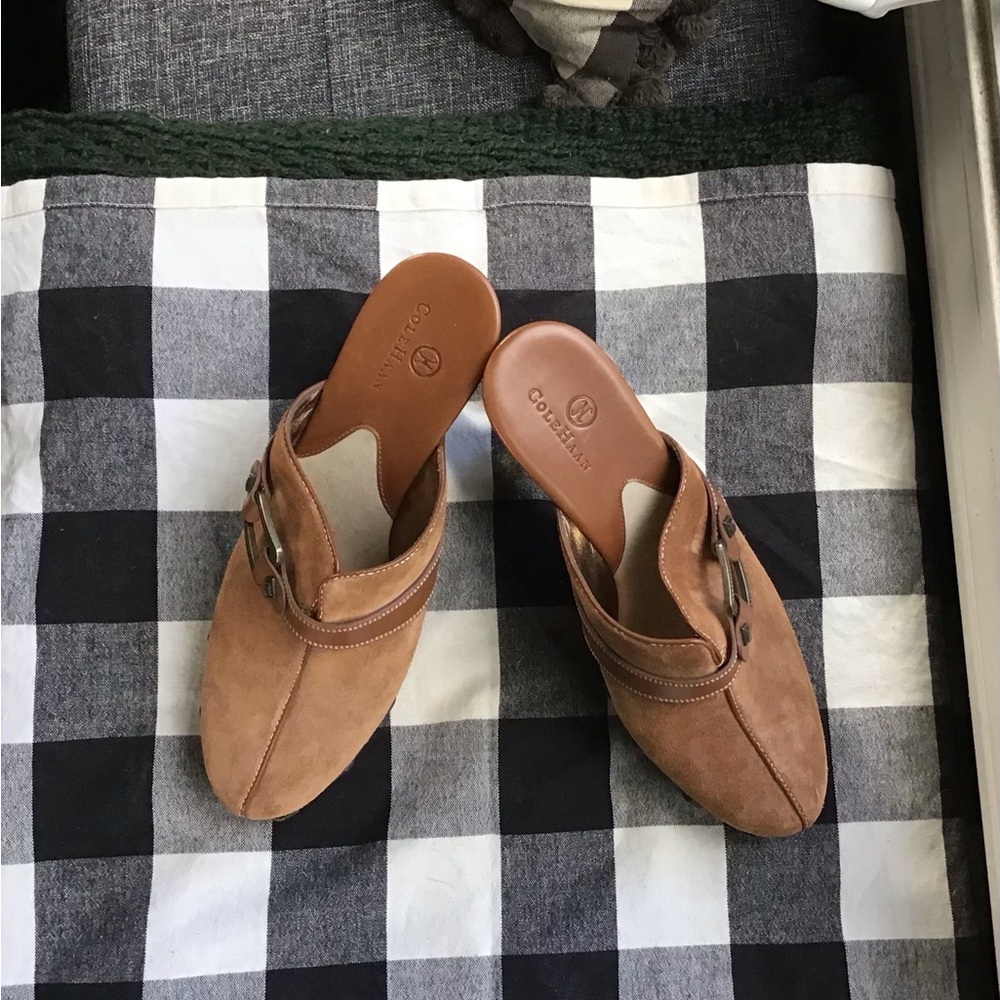 Authentic!* New* Cole Haan couture suede leather, high end mules/clog! - Picture 5 of 12